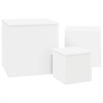 vidaXL Tables d'appoint 3 pièces en bois d'ingénierie blanc