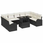 vidaXL Ensemble de canapé de jardin avec coussin 10 Pièces Noir et crème