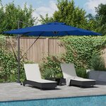 vidaXL Parasol Cantilever Roma avec des LEDs bleues – 286 x 285 x 270 cm  en aluminium.