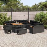 vidaXL Ensemble de canapé de jardin 13 Pièces Noir Poly rotin