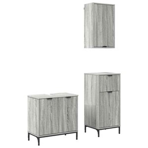 vidaXL Ensemble de mobilier de salle de bain 3 Pièces Sonoma gris