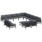 vidaXL Ensemble de canapé de jardin 14 pc Noir Acier