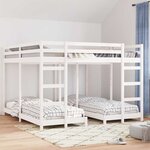 vidaXL Cadre de lit superposé triple Blanc 200 x 200 cm Pin massif