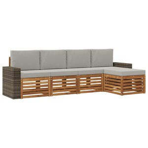 vidaXL Ensemble de canapés d'extérieur 5 Pièces Naturel et gris clair