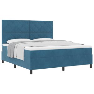 vidaXL Lit à ressorts avec matelas Bleu foncé 180 x 200 cm tissu
