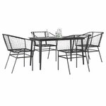 vidaXL Ensemble à manger de jardin 5 Pièces noir résine tressée verre