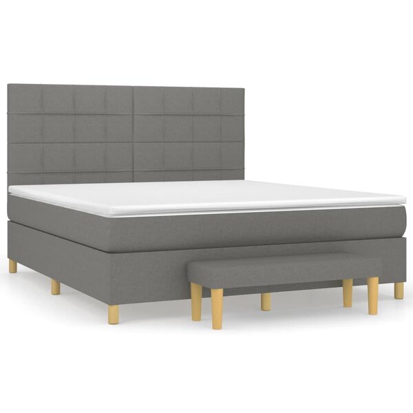 vidaXL Sommier à lattes de lit avec matelas Gris foncé 180x200cm Tissu