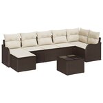 vidaXL Ensemble de canapé de jardin 8 Pièces Marron et blanc Poly rotin