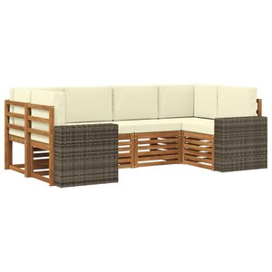 vidaXL Ensemble de canapés d'extérieur 6 pc Naturel et Crème Polyester