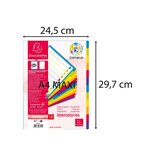 Intercalaire a4+ polypropylène coloré opaque exacompta 12 onglets neutres réinscriptibles multicolores - 1 jeu