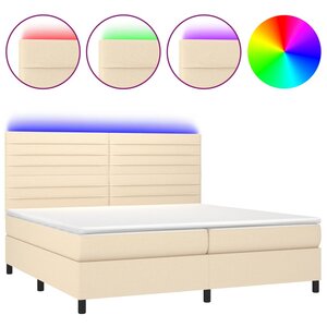 vidaXL Sommier à lattes de lit et matelas et LED Crème 200x200cm Tissu