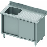 Plonge inox 1 cuve à droite ou à gauche - porte coulissante & egouttoir - gamme 700 - stalgast -  - acier inoxydable21400x700coulis