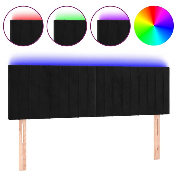 vidaXL Tête de lit à LED Noir 144x5x78/88 cm Velours