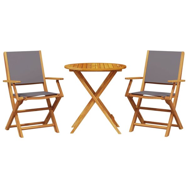 vidaXL Ensemble de bistro 3 Pièces anthracite tissu et bois massif
