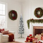 vidaXL Demi sapin de Noël artificiel mince avec neige floquée 150 cm