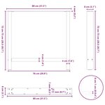 vidaXL Pieds de table à manger Noir 2 pièces 80 x (72-73) cm Acier