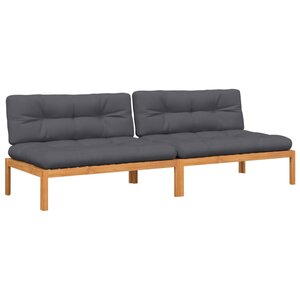 vidaXL Canapés centraux palette de jardin et coussins 2Pièces bois acacia
