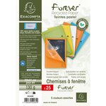 Paquet De 25 Chemises À Fenêtre Forever 130g/m2 - Coloris Pastel Assortis - 22x31cm - Couleurs Assorties - X 16 - Exacompta
