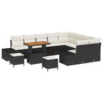 vidaXL Ensemble de canapé de jardin avec coussin 12 Pièces Noir polyrotin