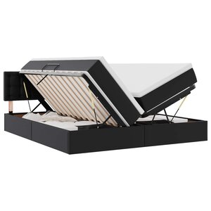 vidaXL Lit avec rangement et LED Noir 200 x 200 cm Cuir synthétique