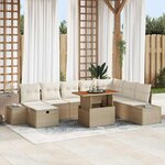 vidaXL Ensemble de canapé de jardin 9 Pièces Beige Poly rotin