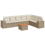 vidaXL Salon de jardin avec coussins 8 Pièces beige résine tressée