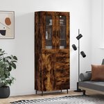 vidaXL Buffet haut Chêne fumé 69 5x34x180 cm Bois d'ingénierie