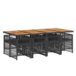 vidaXL Ensemble à manger de jardin 9Pièces coussins noir résine tressée