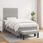 vidaXL Sommier à lattes de lit avec matelas Gris clair 100x200cm Tissu