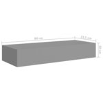 vidaXL Étagère à tiroir murale Gris 60x23 5x10 cm MDF