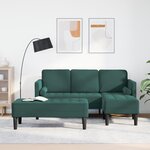 Canapé de jardin vidaXL avec banc et coussins en velours vert foncé