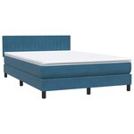 vidaXL Sommier à lattes de lit et matelas bleu foncé 140x210cm velours