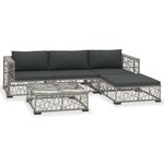 vidaXL Salon de jardin 5 Pièces avec coussins résine tressée gris