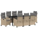 vidaXL Ensemble de salle à manger pour jardin 9 Pièces Beige polyrotin