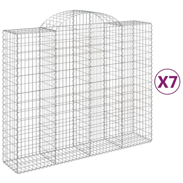 vidaXL Paniers à gabions arqués 7 Pièces 200x50x160/180 cm Fer galvanisé