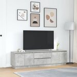 vidaXL Meuble TV avec lumières LED gris béton 193 5x41x50 cm