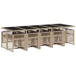 vidaXL Ensemble à manger de jardin et coussins 11 Pièces beige poly rotin