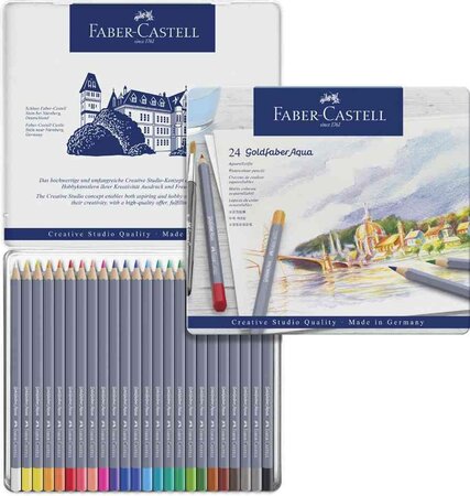 étui métal de 24 Crayons de couleur aquarellables GOLDFABER FABER-CASTELL