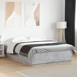 vidaXL Cadre de lit avec lumières LED gris béton 150x200 cm