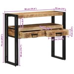 Tables d'appoint vidaXL Noires 90x33x75 cm en Bois de manguier massif et Métal