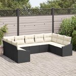 vidaXL Ensemble de canapé de jardin 9 Pièces Noir Poly rotin