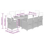 vidaXL Ensemble à manger de jardin et coussins 9 Pièces beige Poly rotin