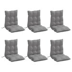 vidaXL Coussins de chaise à dossier bas lot de 6 gris tissu oxford