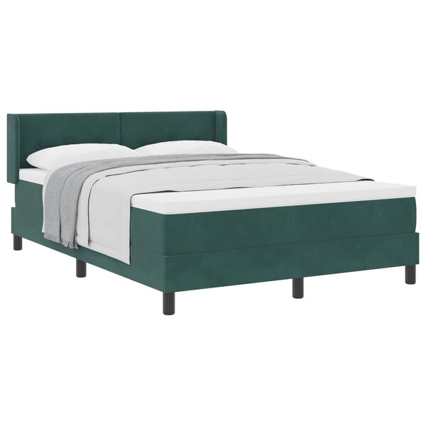 vidaXL Lit à ressorts avec matelas Vert foncé 190 x 140 cm Polyester