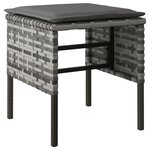 vidaXL Repose-pieds de jardin et coussins lot de 4 Gris Résine tressée