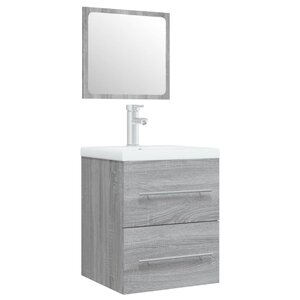 vidaXL Meuble lavabo avec bassin intégré Sonoma gris Bois d'ingénierie