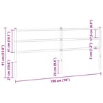 vidaXL Tête de lit de remplacement métal noir 193 cm