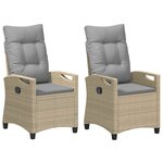 vidaXL Chaise de jardin 2 Pièces Beige et Gris clair 56 x 60 x 112 cm