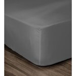 Drap Housse gris foncé 100  coton 140 x 190 x 30 cm