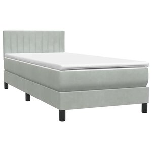 vidaXL Sommier à lattes de lit et matelas gris clair 90x210 cm velours